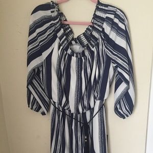 Avenue Off The Shoulder Stripe Dress